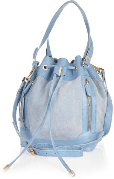 River Island Light Blue Leather Duffle Bag in Blue | Lyst