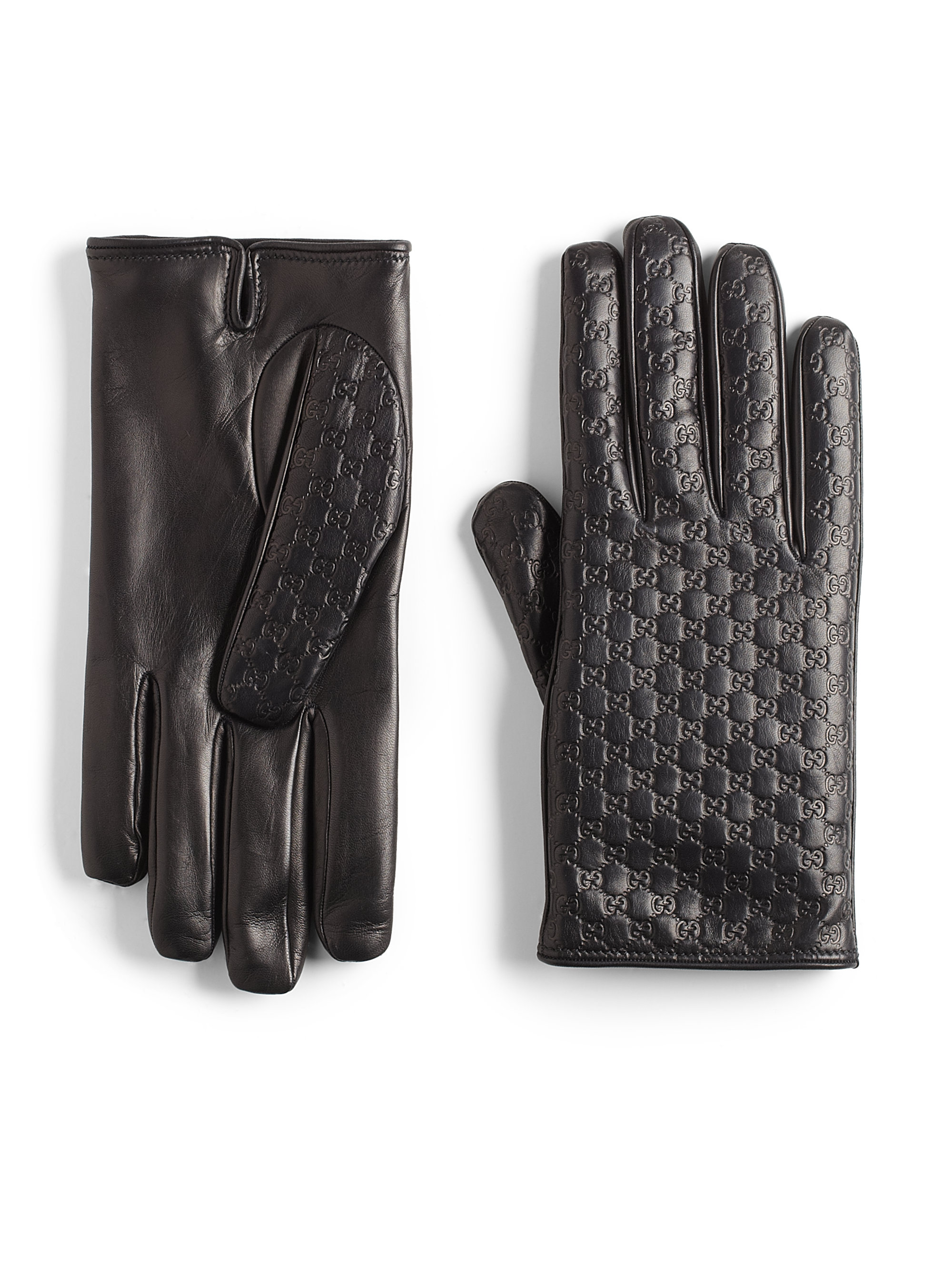 Gucci Microsima Leather Gloves in Black for Men Lyst