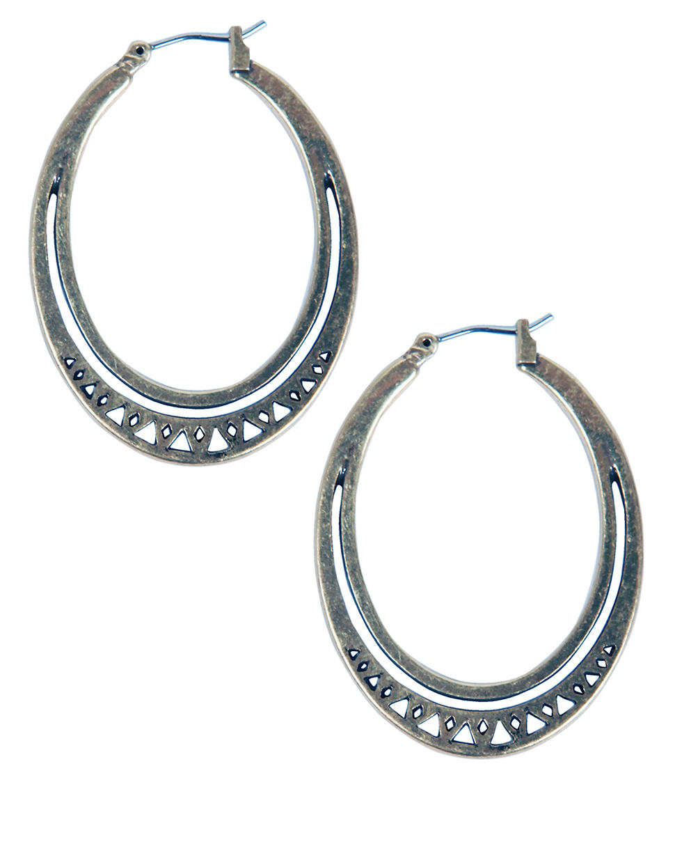 Lucky Brand Silvertone Openwork Tribal Hoop Earrings in Silver Lyst