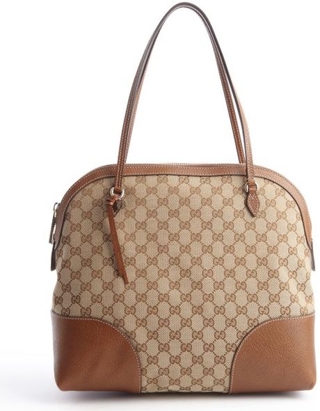 Gucci Brown and Tan Gg Canvas Tote Bag in Brown | Lyst