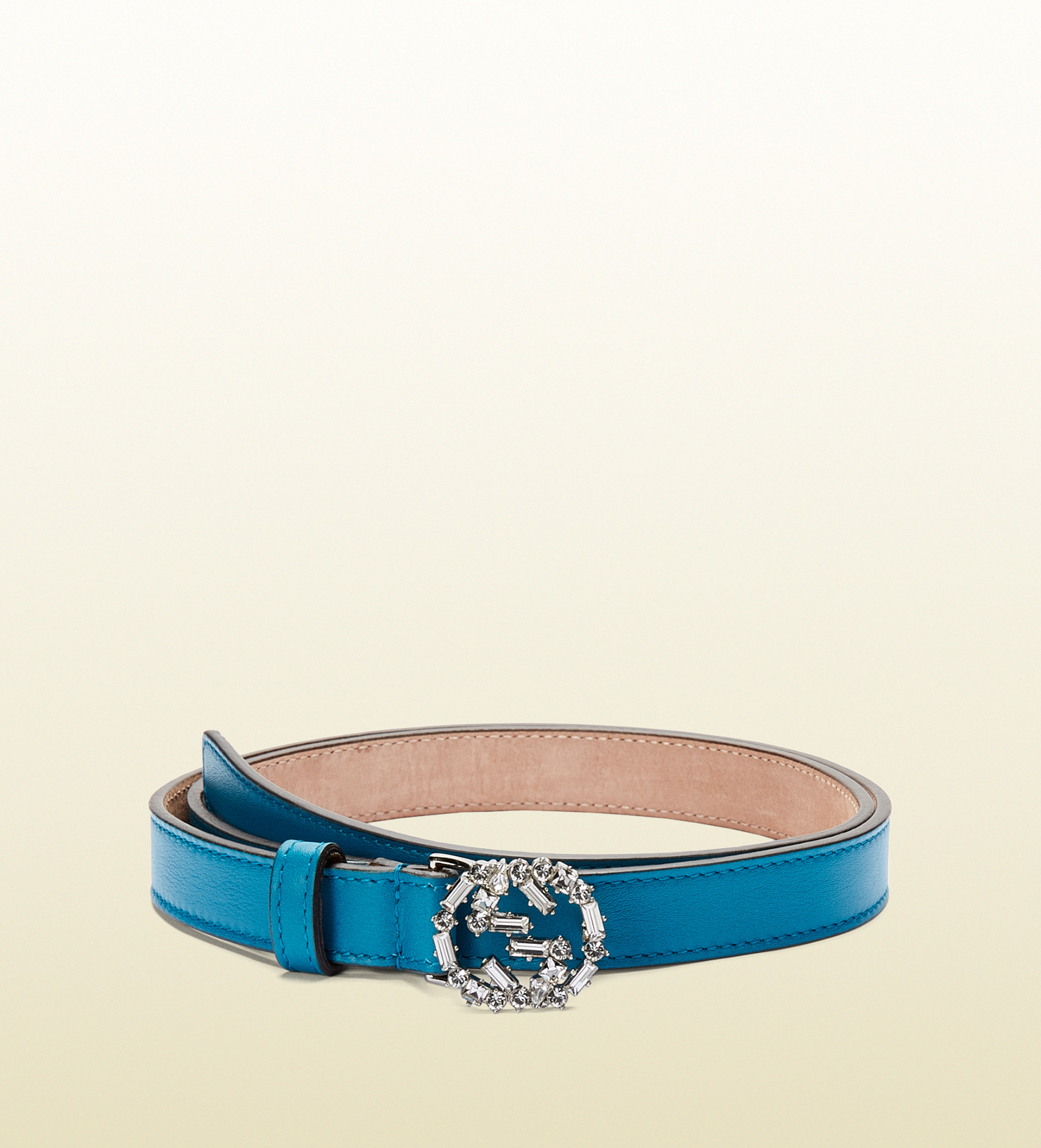 Gucci Teal Leather Belt With Crystal Interlocking G Buckle in Blue for Men (teal) Lyst