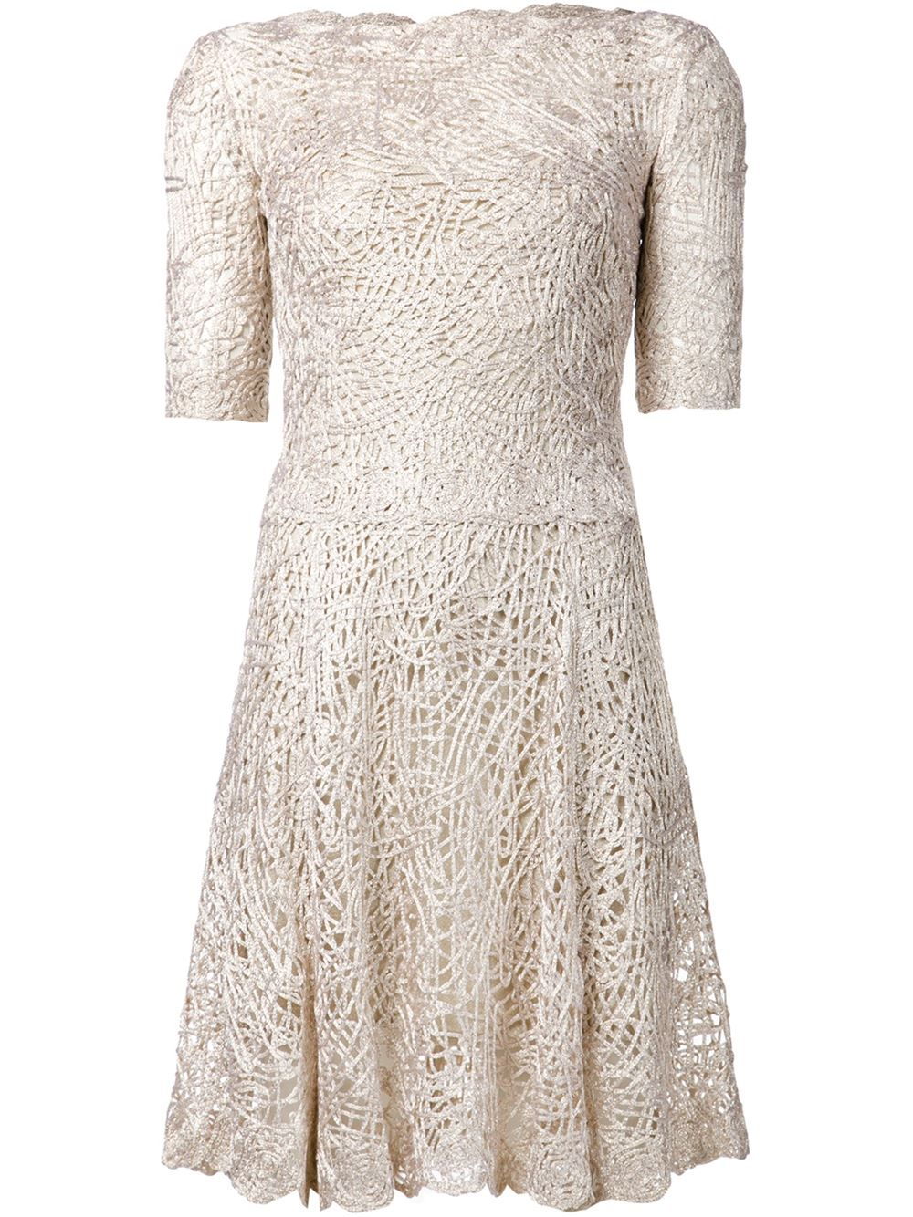 Oscar De La Renta Birds Nest Crochet Dress in Gold (metallic) Lyst