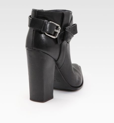 chunky heel leather ankle boots