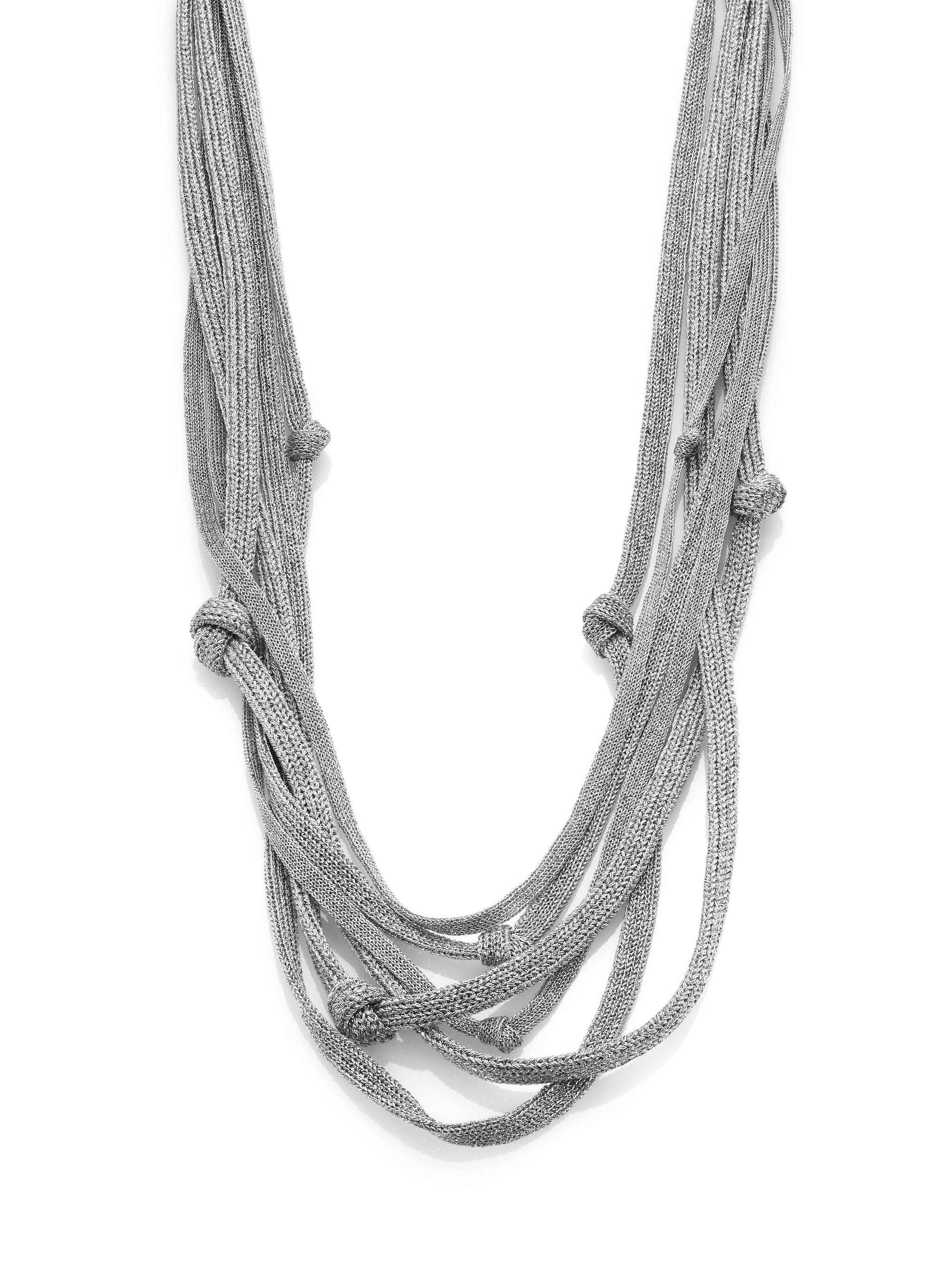 Eileen Fisher Multistrand Knotted Necklace in Silver Lyst