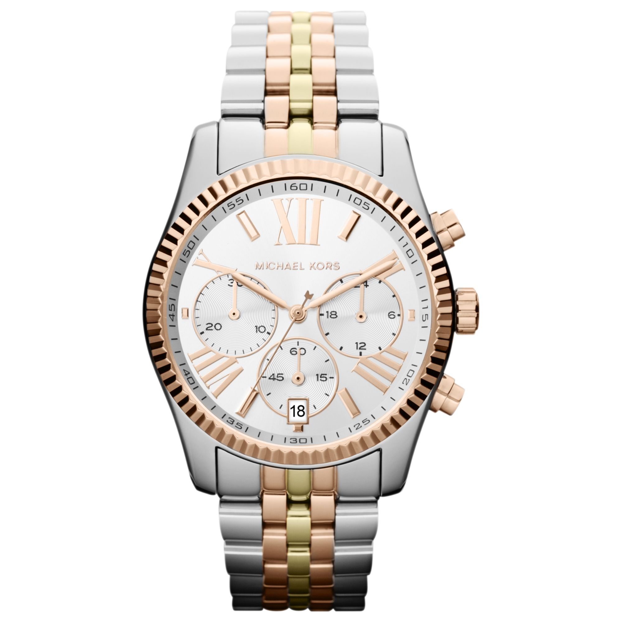 Michael Kors Womens Chronograph Lexington Tritone Stainless Steel ...