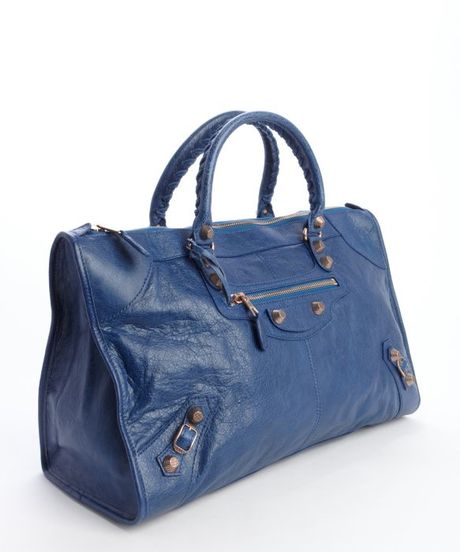 ... Cobalt Blue Distressed Leather Giant Work Large Top Handle Bag in Blue ... Cobalt Blue Distressed Leather Giant Work Large Top Handle Bag in Blue
