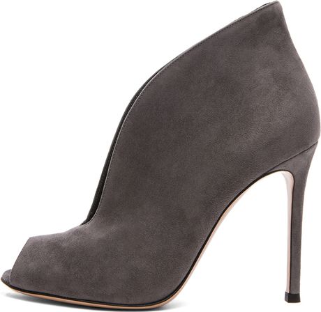 grey open toe bootie
