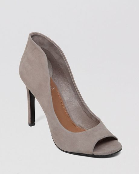 gray peep toe heels