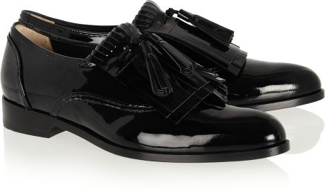 Lanvin Mila Fringed Patentleather Loafers in Black | Lyst