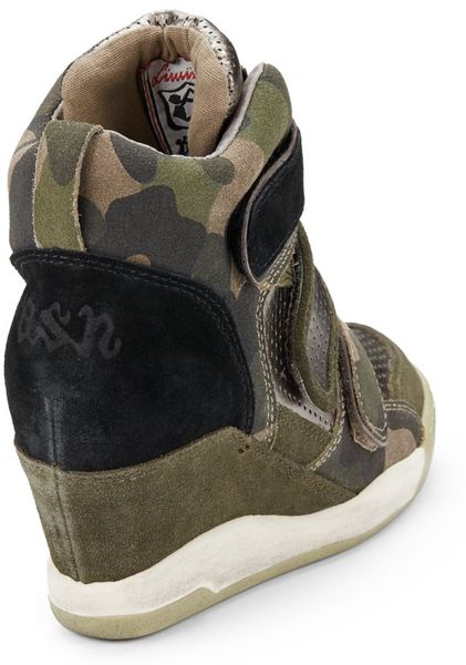 camo print wedge sneakers