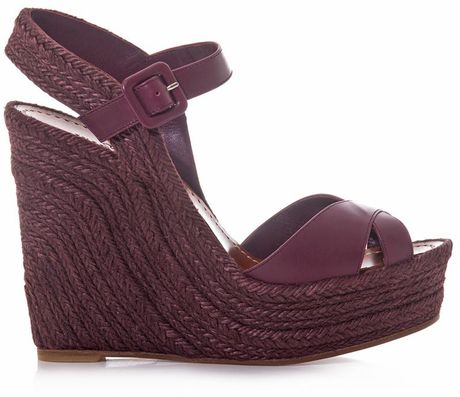 Valentino Rope and Leather Wedge Sandals in Purple | Lyst
