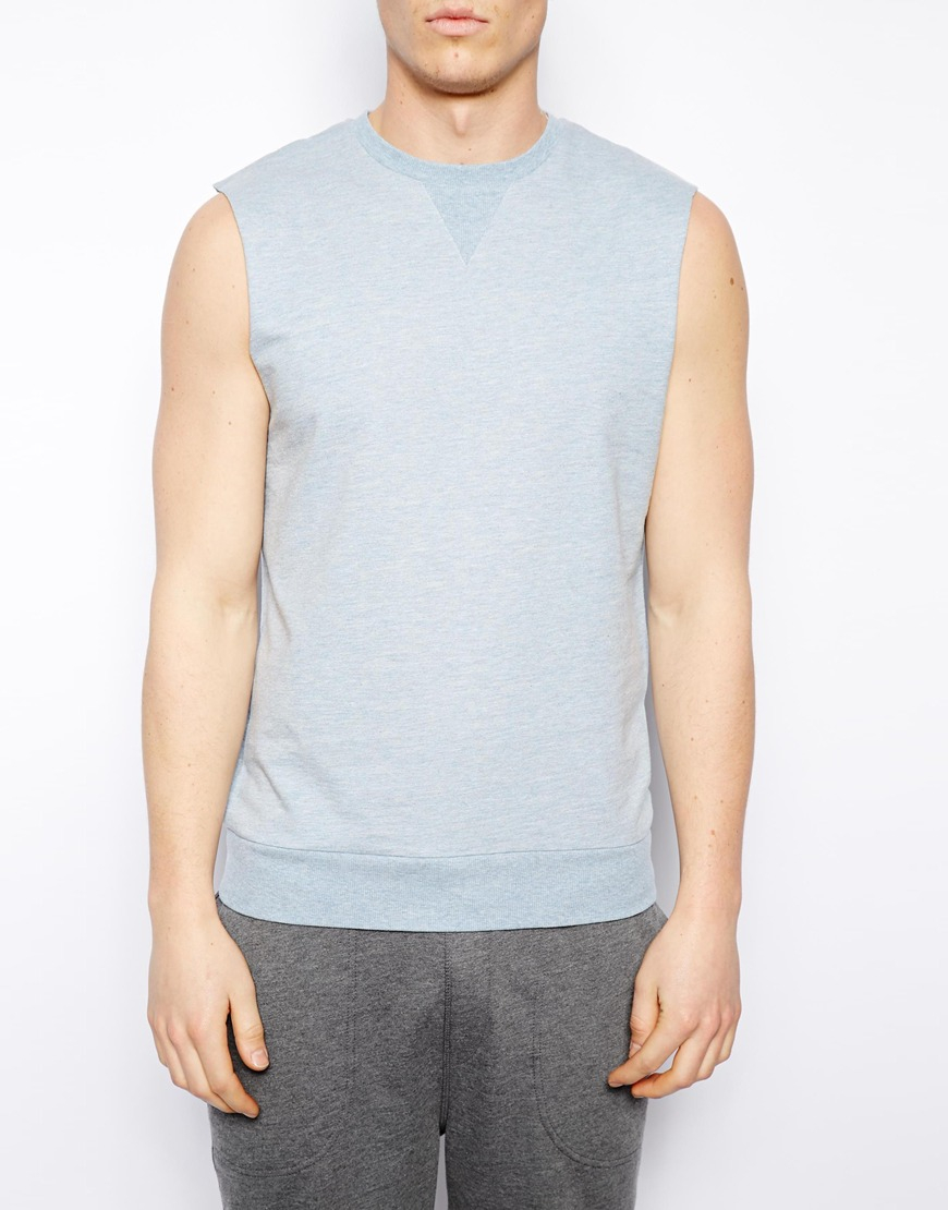 Asos Loungewear Sleeveless Sweatshirt in Blue for Men (Bluemarl) | Lyst