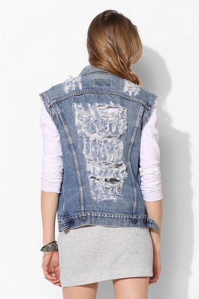 Urban Outfitters Urban Renewal Destroyed Denim Vest in Blue (INDIGO ...