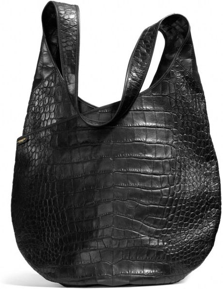 Coach Bleecker Pinnacle Xl Sling Bag in Croc Embossed Leather in Black (GD/BLACK) | Lyst