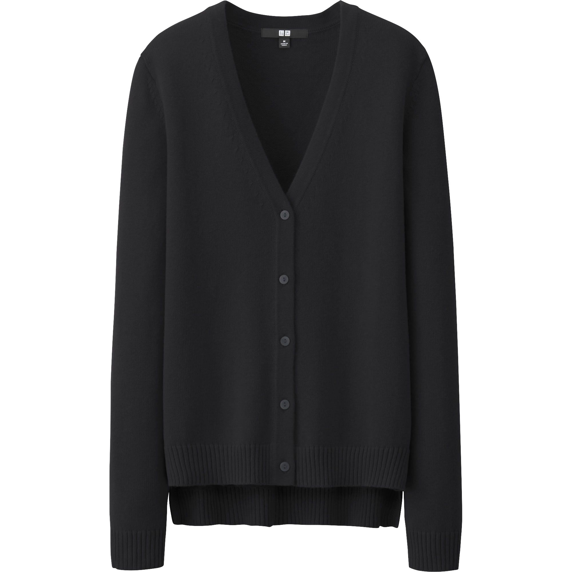 Uniqlo Cotton Cashmere V Neck Cardigan In Black Lyst