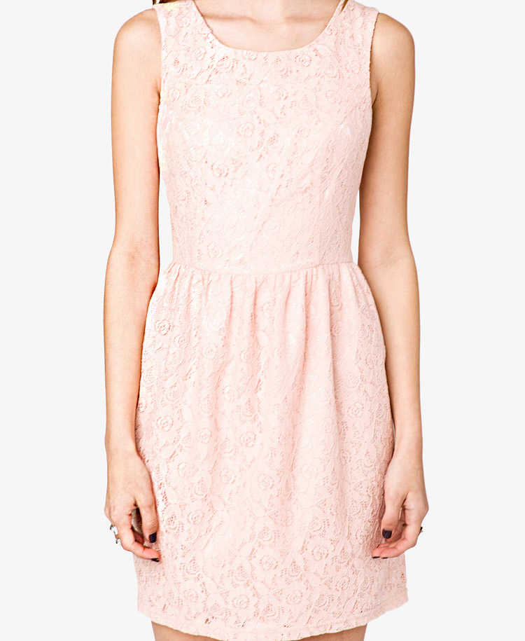 Forever 21 Sleeveless Floral Lace Dress in Pink (Blush) Lyst