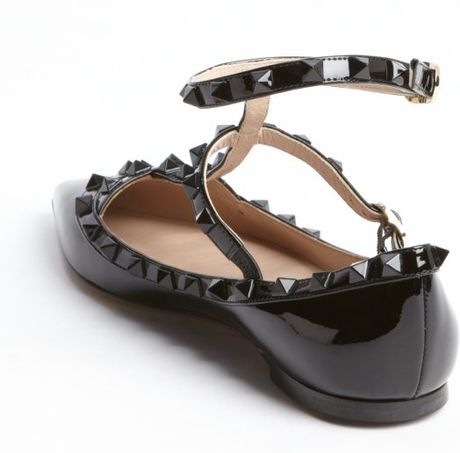 flats ankle strap patent leather valentino studded
