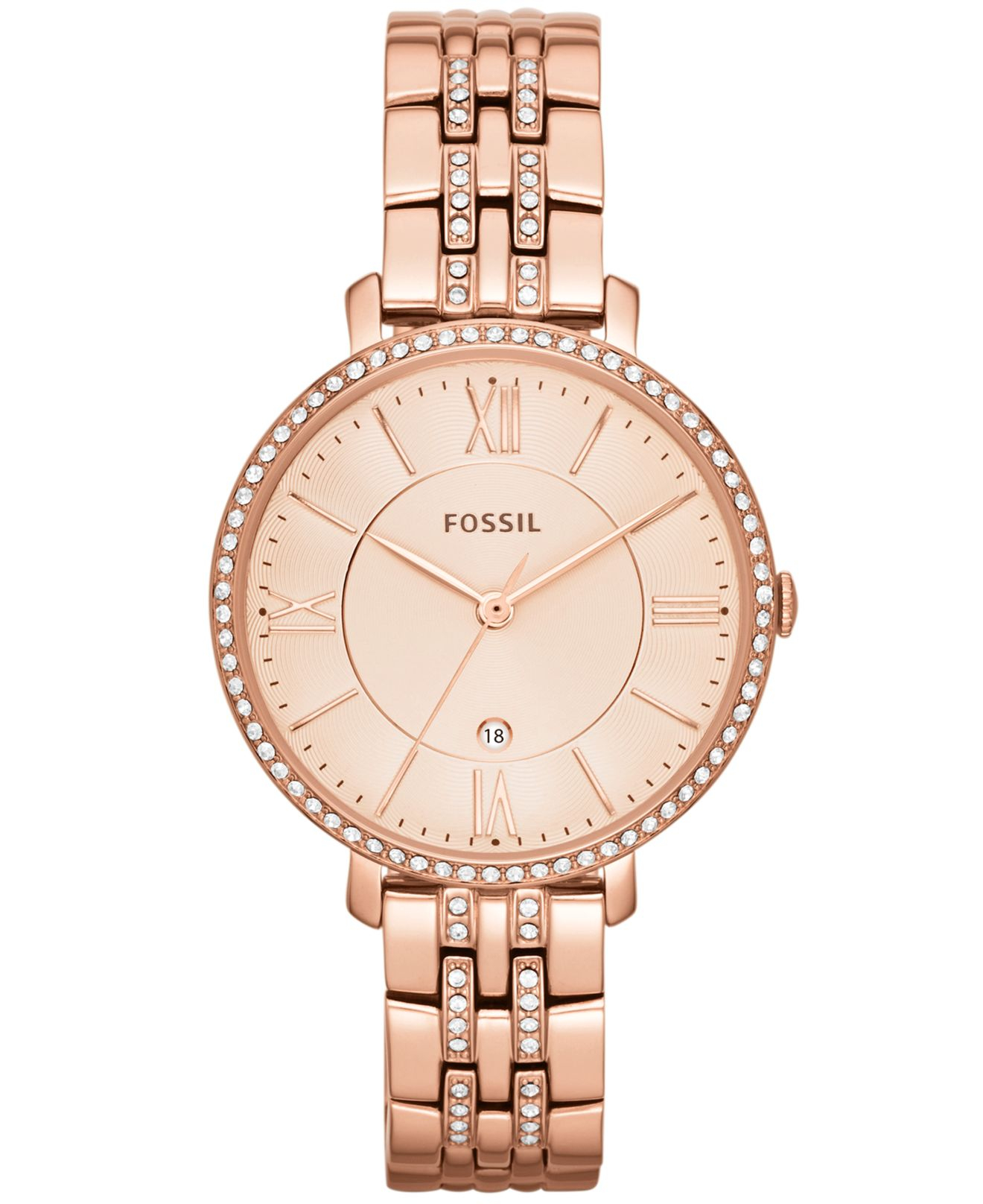 Fossil Women'S Jacqueline Rose GoldTone Stainless Steel Bracelet Watch