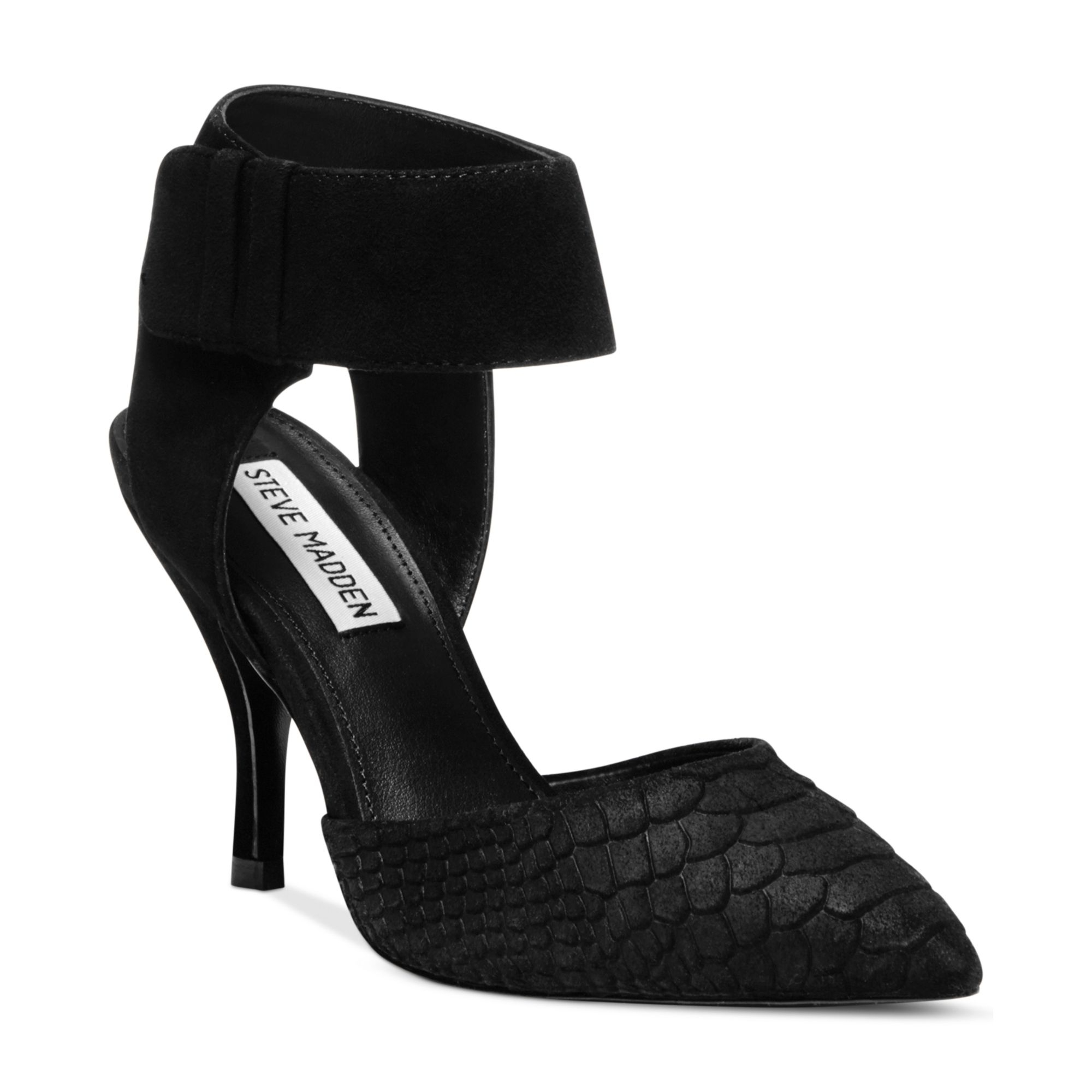 Steve Madden Women'S Swift Two Piece Ankle Strap Pumps in Black (Black ...