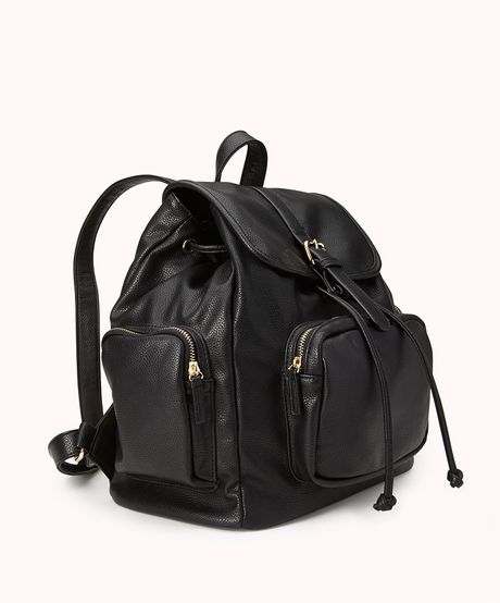 Forever 21 Cool Girl Faux Leather Backpack in Black