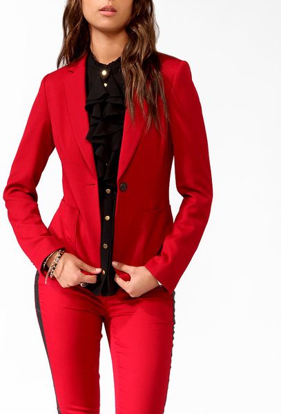 Forever 21 Microribbed Blazer in Red | Lyst