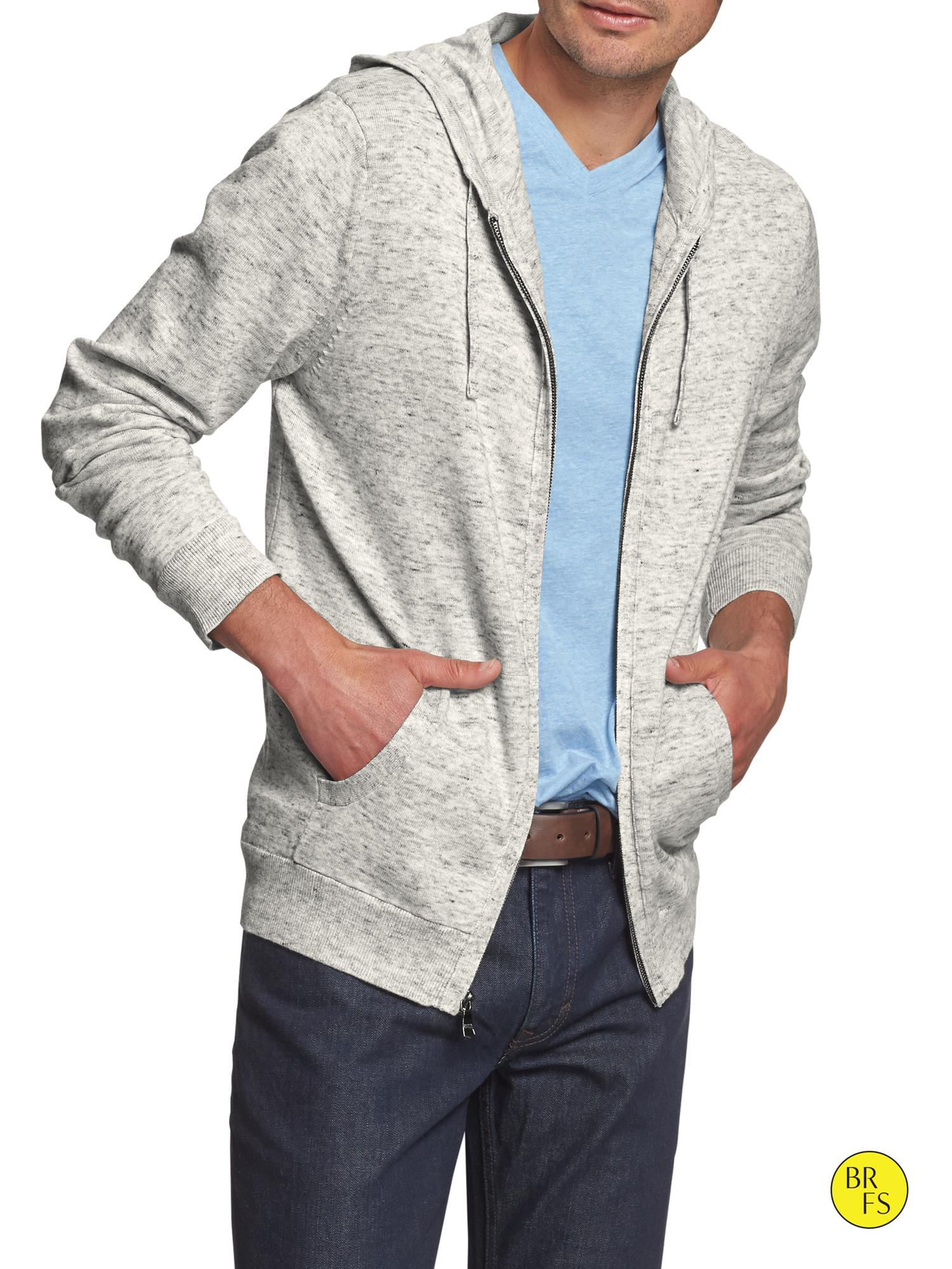 Banana Republic Factory Marled Full Zip Hoodie Heather Grey in Gray for
