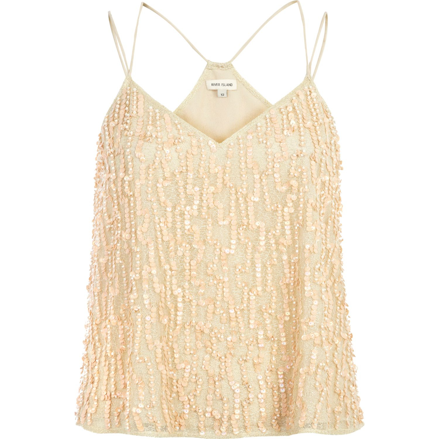 River Island Cream Embellished Swing Cami Top in Beige (cream) Lyst
