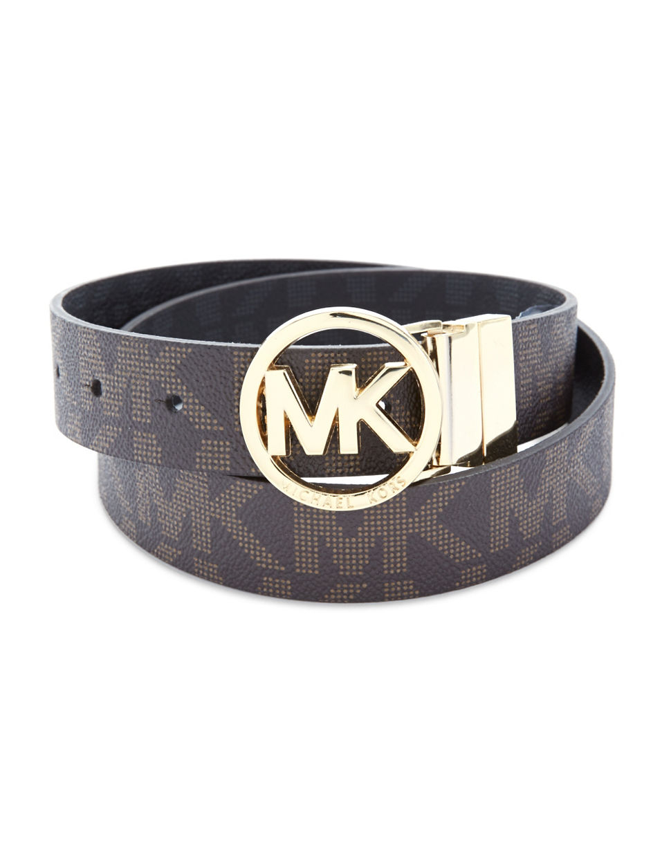 Michael Michael Kors Leather Belt With Gold Buckle in Brown (chocolate) | Lyst