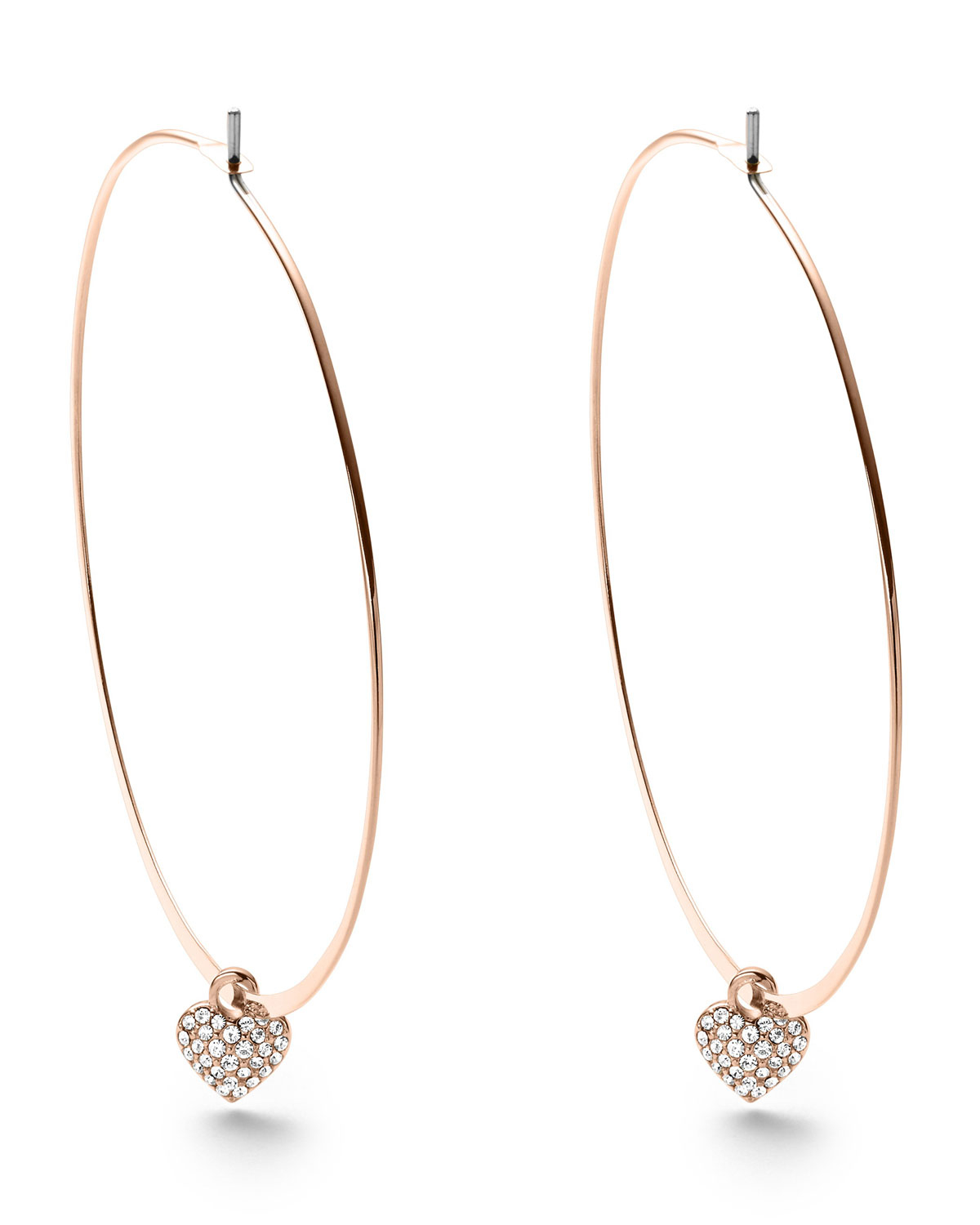 Michael Kors Heartcharm Hoop Earrings Rose Golden in Gold (ROSE GOLD