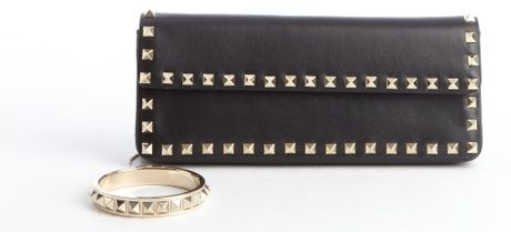 black leather wristlet clutch