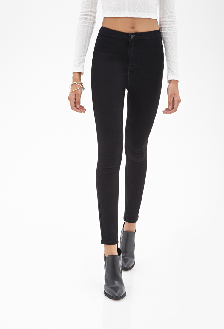 Forever 21 Highrise Skinny Jeans In Black Lyst 1547