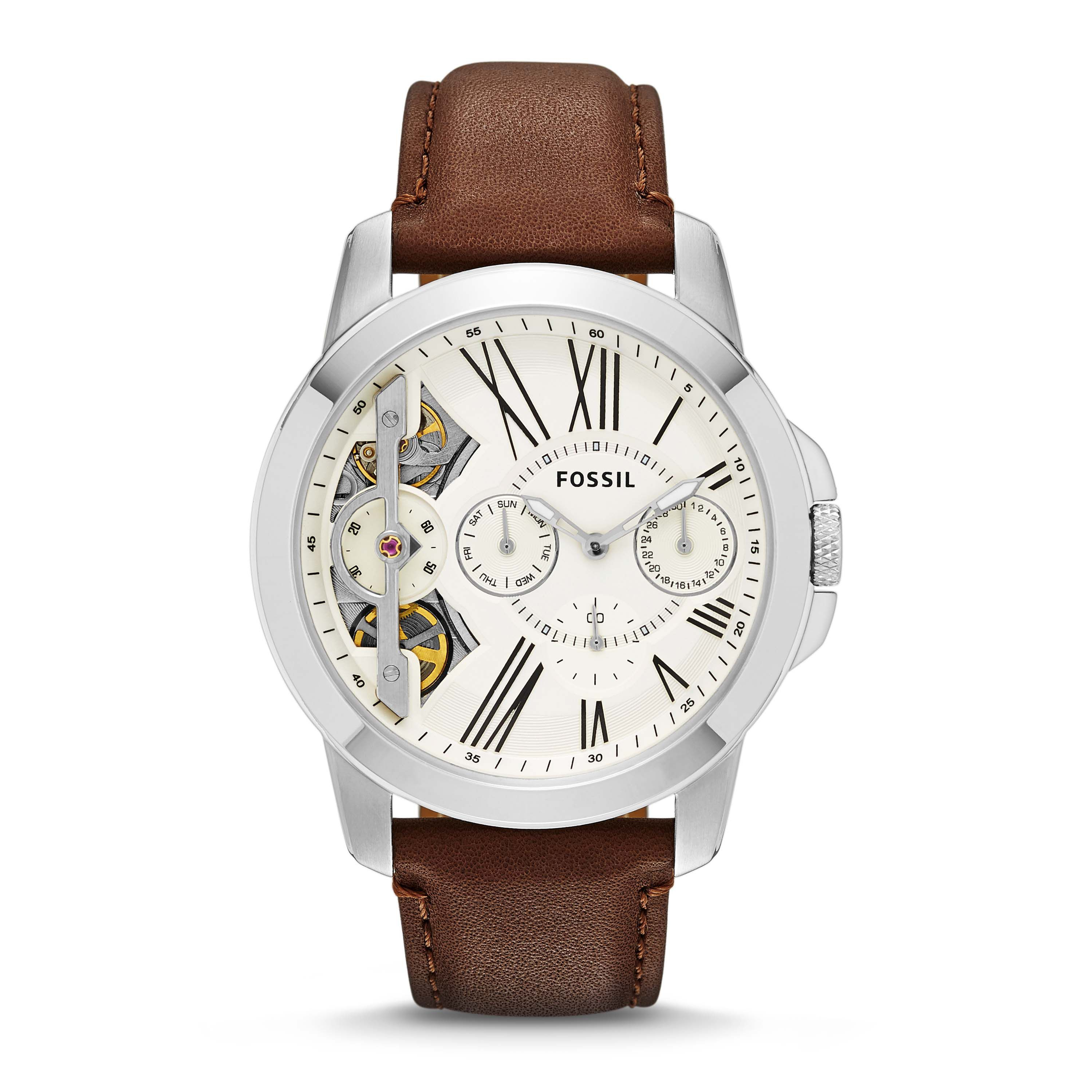 fossil men's watches silver