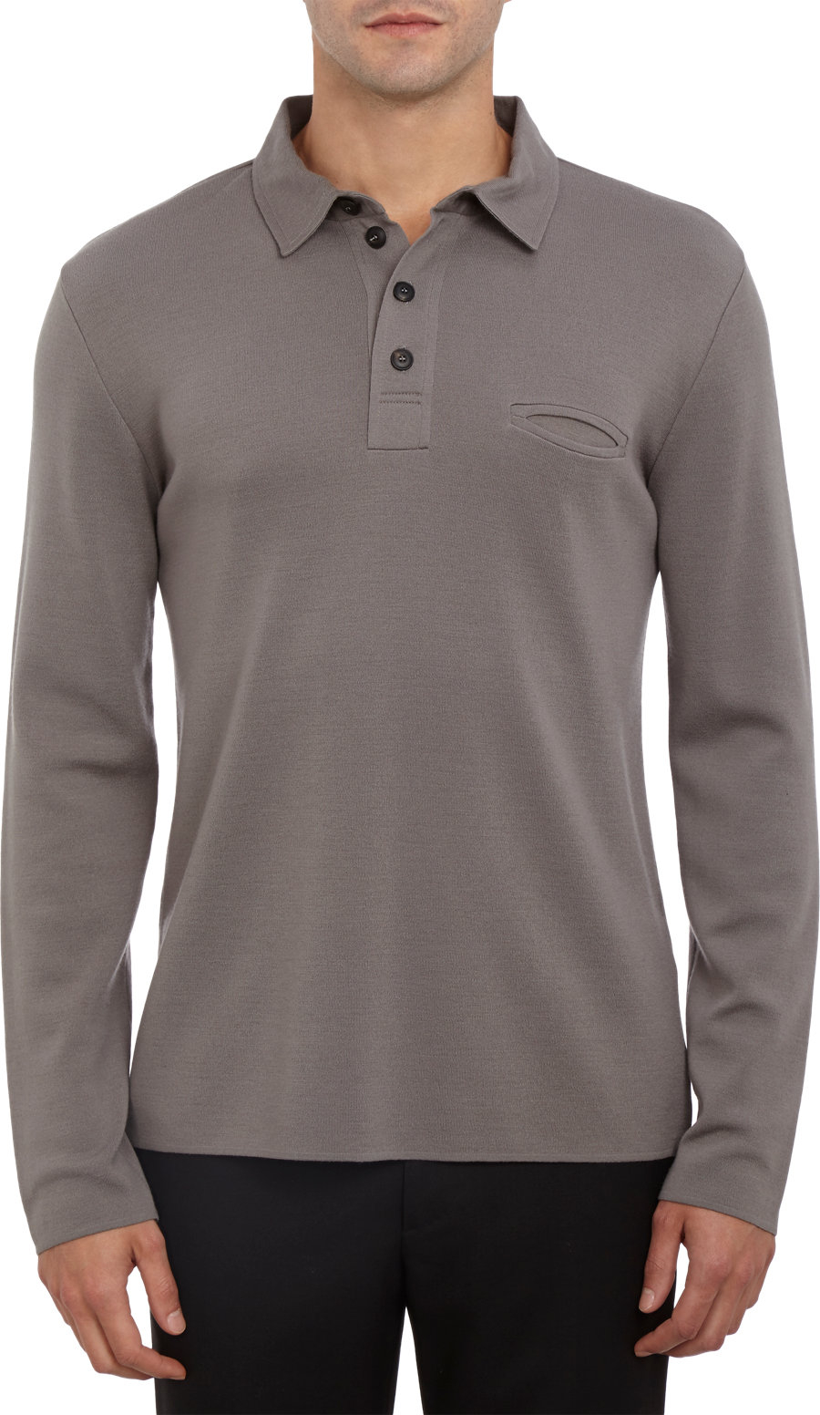 Giorgio Armani Longsleeve Polo Shirt In Gray For Men Light Gray Lyst