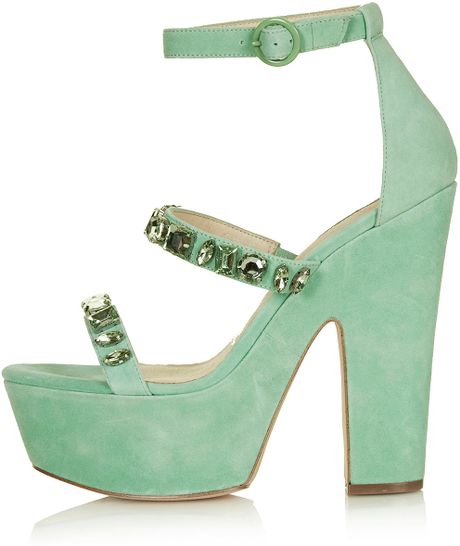 Topshop Womens Leah Jewel Platform Sandals Mint in Green (MINT) | Lyst