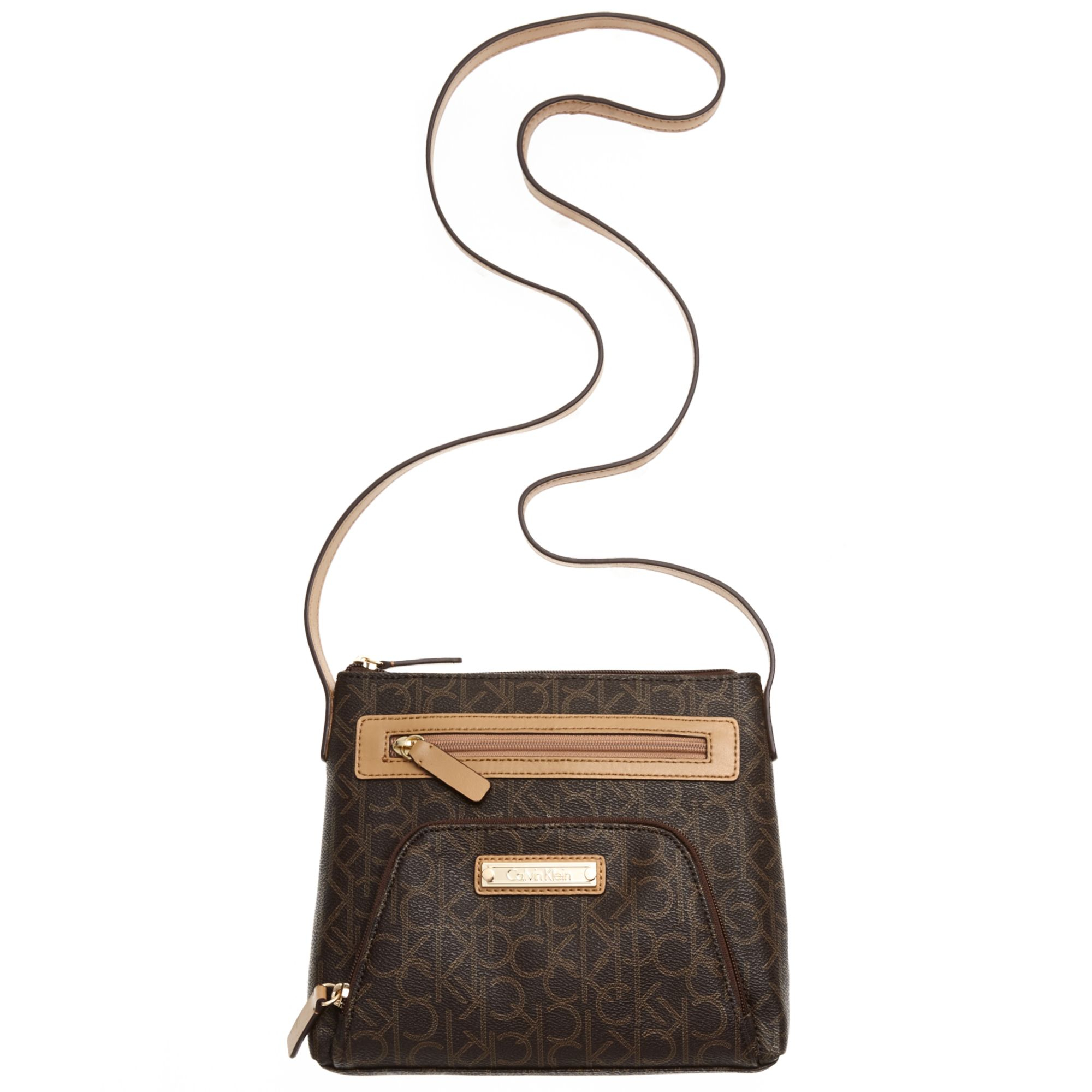 calvin klein key item monogram multi entry crossbody