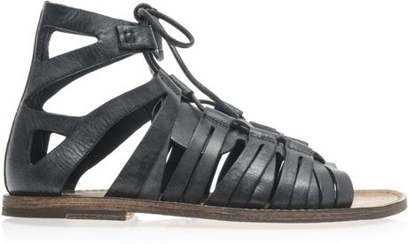 Dolce  Gabbana Leather Gladiator Sandals in Black for Men | Lyst