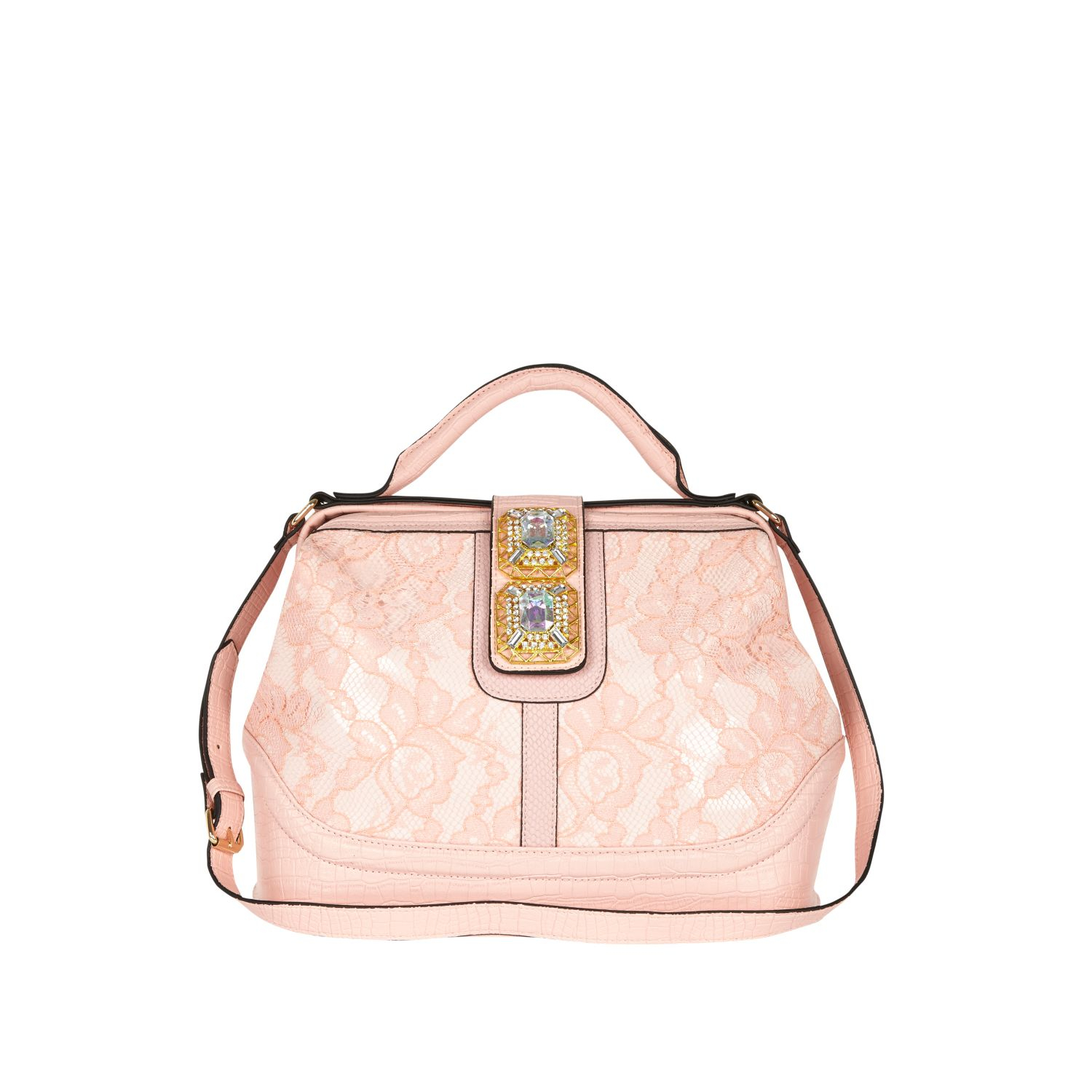 River Island Light Pink Lace Gem Stone Doctors Bag in Pink | Lyst