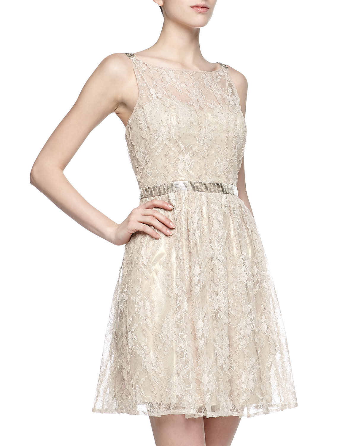 aidan mattox champagne gown