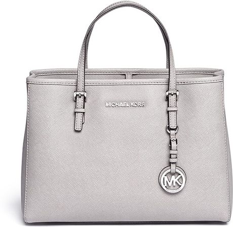 saffiano jet michael medium kors tote leather gray grey