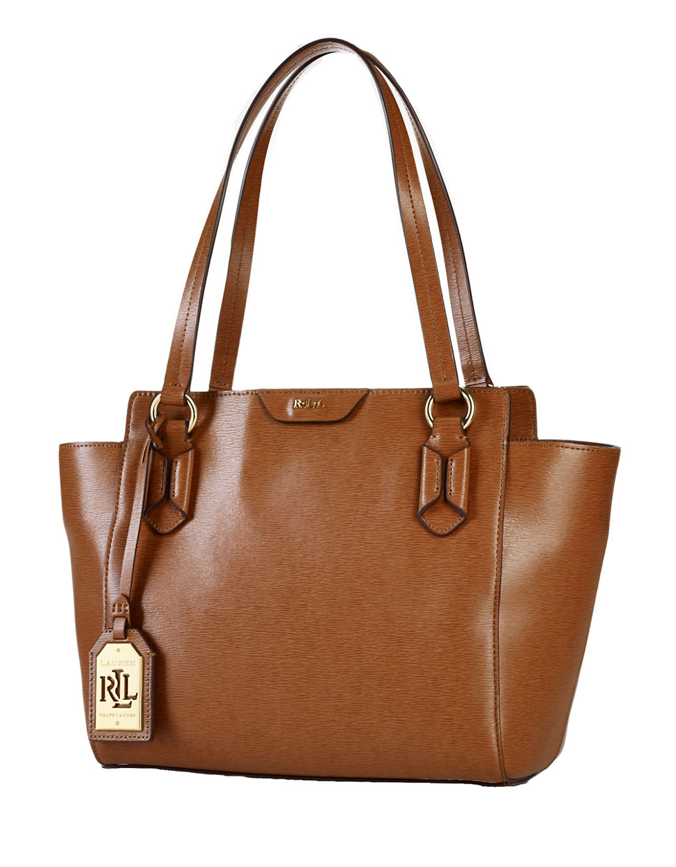 Lauren By Ralph Lauren Tate Leather Modern Shopper Tote Bag in Brown