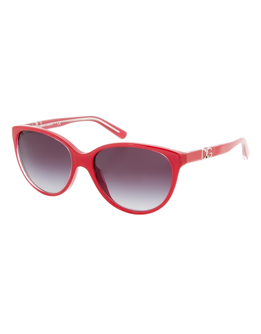 Dolce And Gabbana Dolce And Gabbana Cateye Logo Sunglasses In Red Lyst