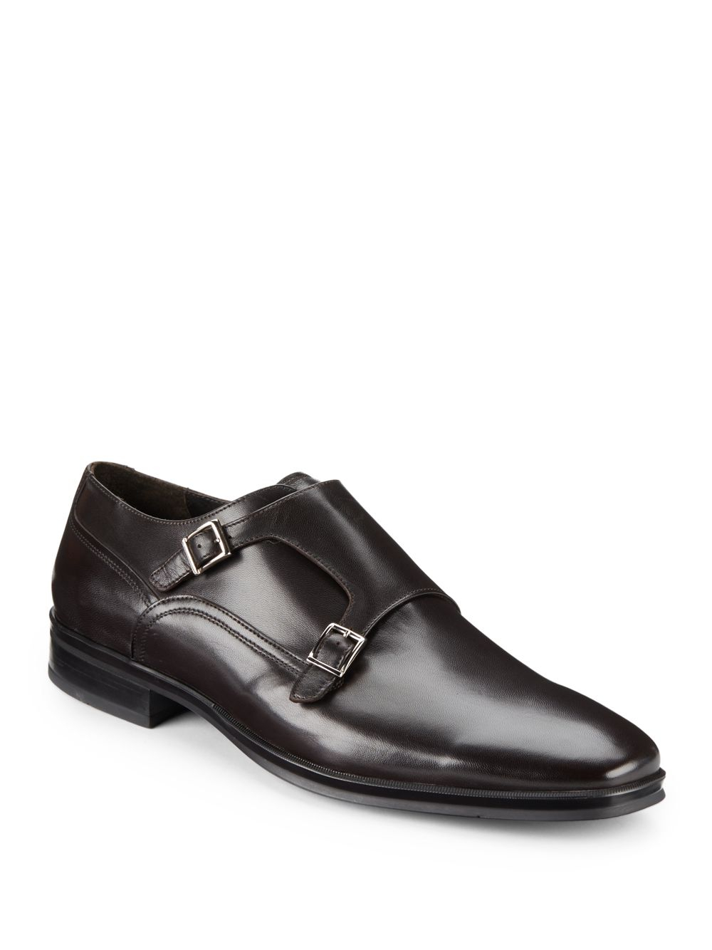 Bruno Magli Paro Leather Double Monkstrap Shoes in Brown
