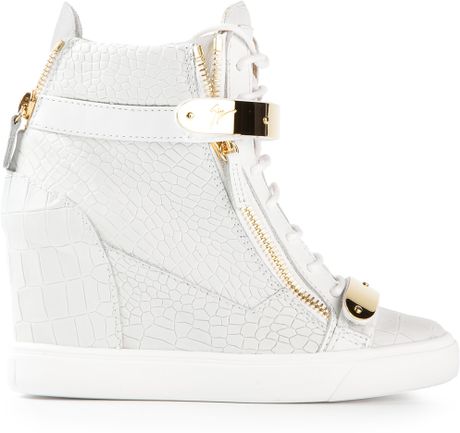 giuseppe zanotti white wedge sneakers