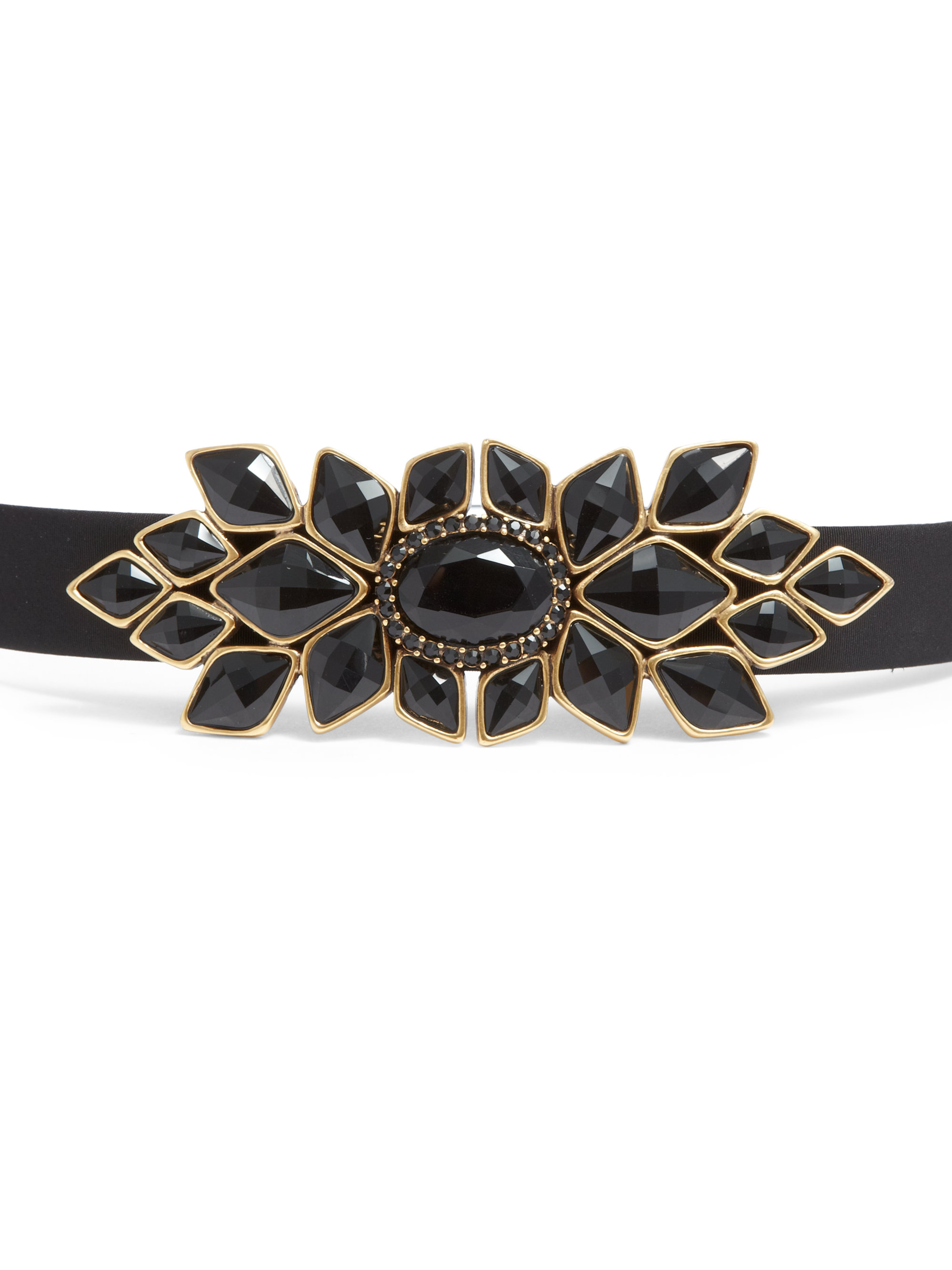 Oscar De La Renta Jeweled Buckle Belt in Black Lyst