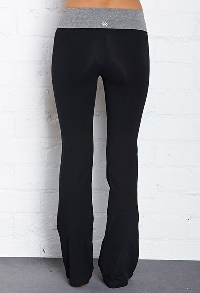 Forever 21 Contrast Waist Yoga Pants in Black (Blackheather grey)