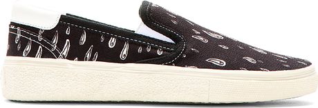 ladies black canvas slip on shoes