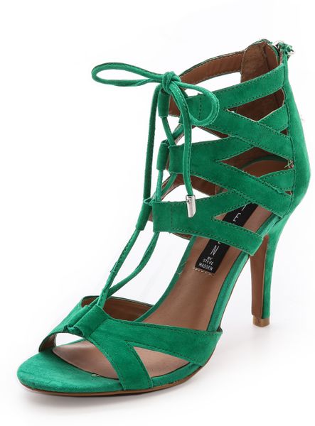 Steven By Steve Madden Gingir Lace Up Sandals Black in Green | Lyst