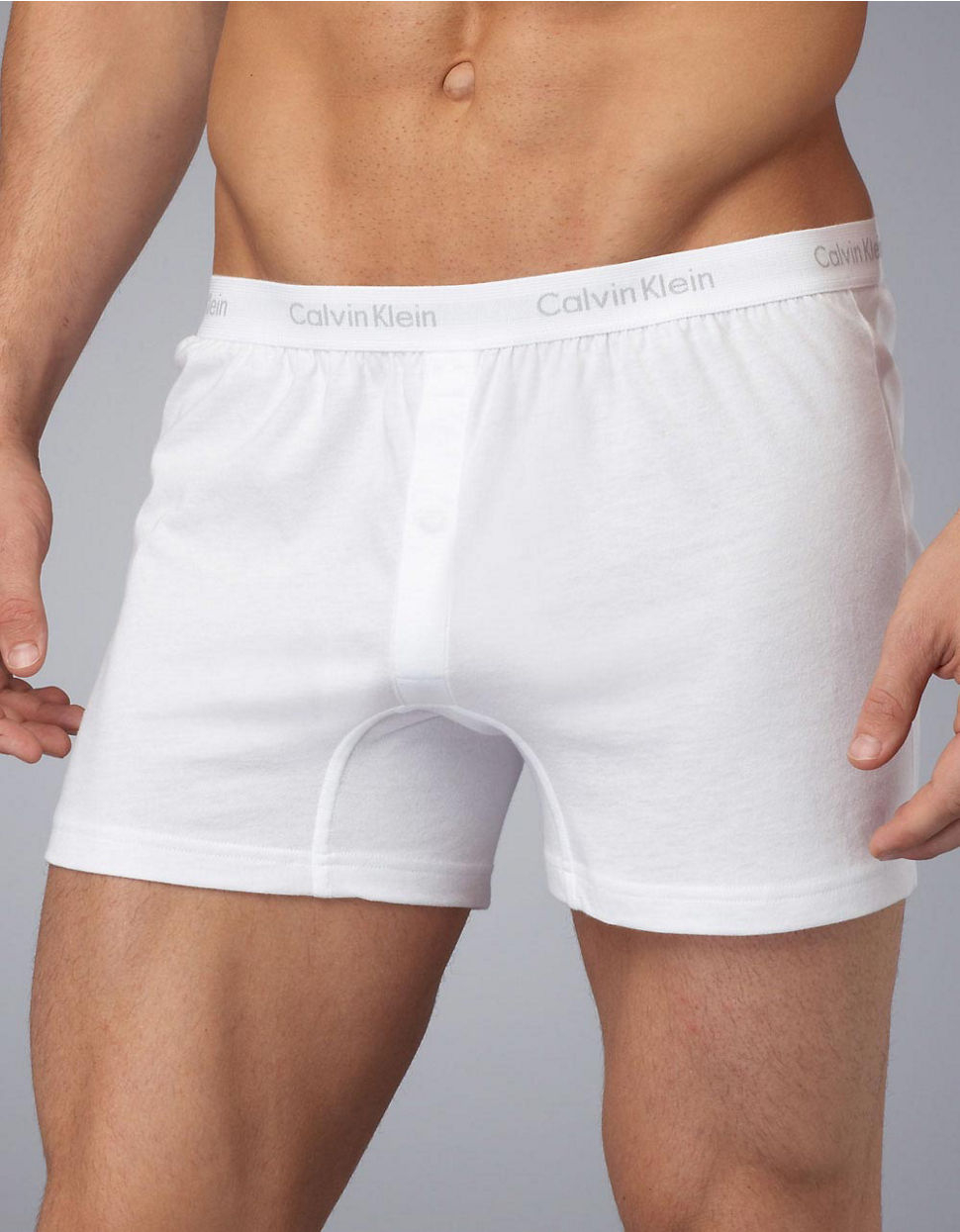 Calvin Klein Slim Fit Knit Boxer Shorts In White For Men Lyst 