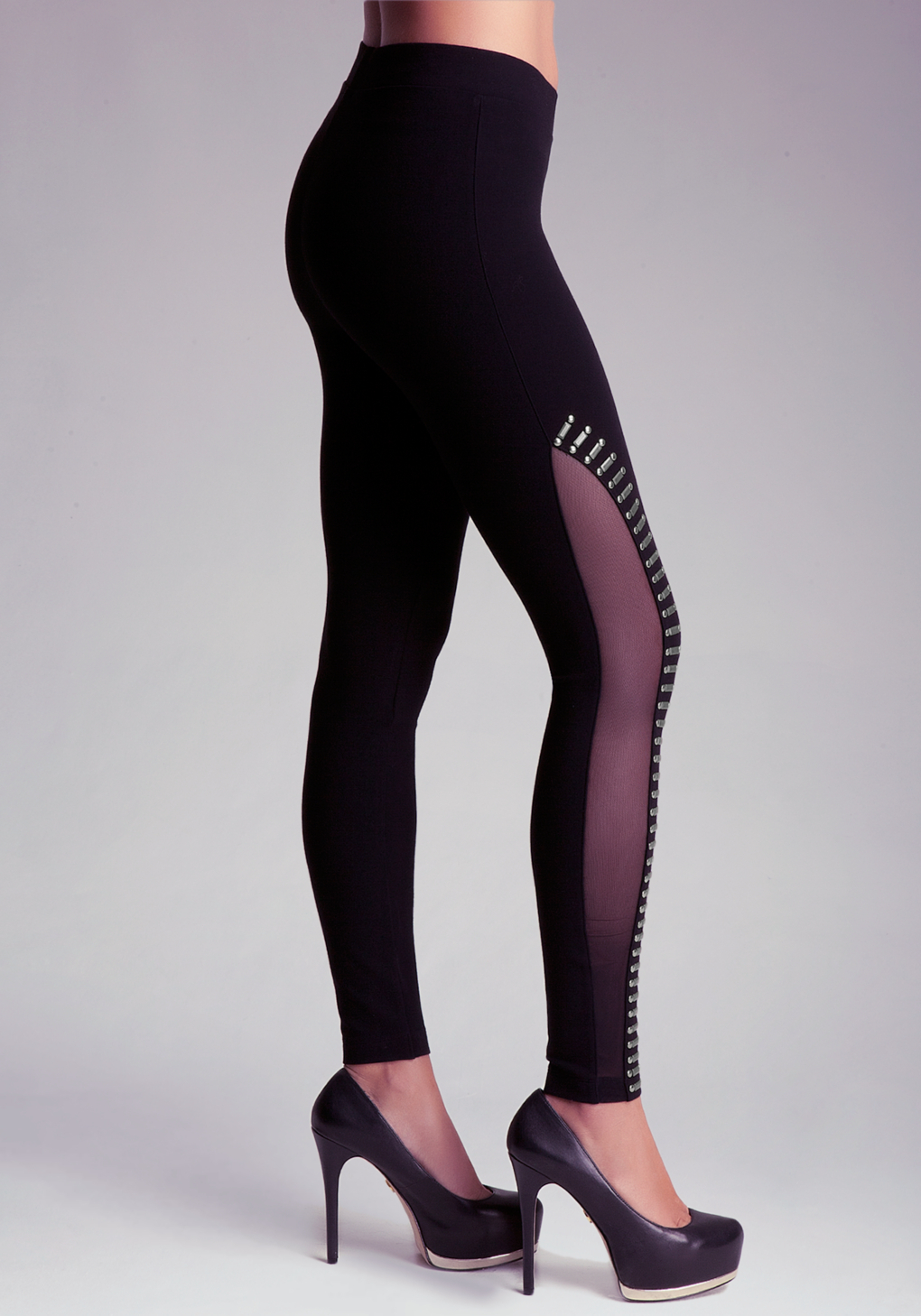 Bebe Embellished Mesh Leggings in Black (jet) Lyst