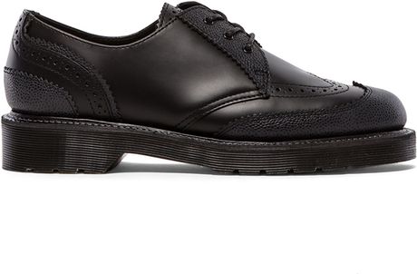 dr martens kelvin brogues in black polished smooth
